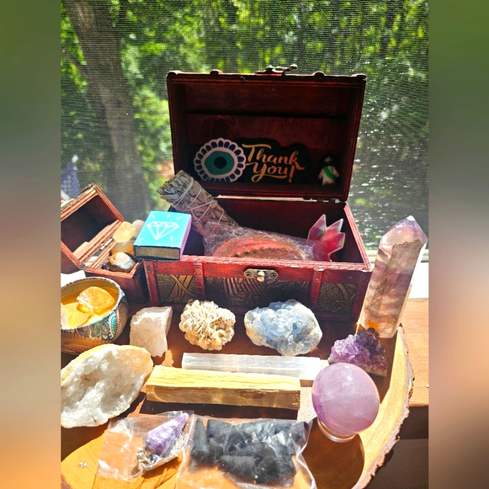 Mystical 2 Chest Wooden Box! Deluxe Crystal Starter Kit!